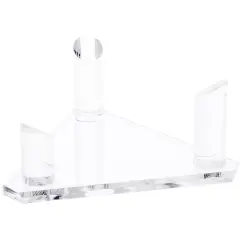 Plymor Clear Acrylic Beveled Triangular Display Base with 3 Display Prongs for Geode, Mineral or Crystal Cluster, 6.5" W x 5.625" D x 2.75" H