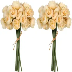 18 PCS Ranunculus Artificial Flowers Peonies Flowers(Champagne)