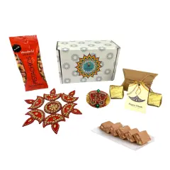 Personalized Diwali Gifts Hamper Acrylic Rangoli Laxmi Feet Gift Box Indian Diwali Gift Boxes Deepawali Hamper Basket for Employees Home Office Friends Family - Return Gifts Items
