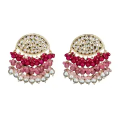 Indian Jhumka Earrings for Women - Large Indian Jhumki Ethnic Chandbali Earrings Faux Kundan & Pearl Beaded Bollywood Style Dangle Earring Jewelry for Bride | Birthday Gift for Her RANI