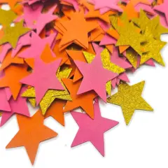 200pcs - Glitter Pink Orange Gold Confetti Stars for Wedding Birthday,1.2 Inch