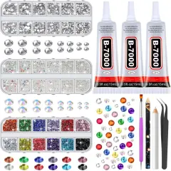 14000Pcs 14 Colors Flat Back Rhinestones with B7000 Glue - Multicolor