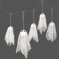 12 Small Hanging Ghost Halloween Party Decoration