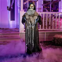 67" Halloween Decorations Outdoor Life Size Animatronics Grim Reaper with Chain