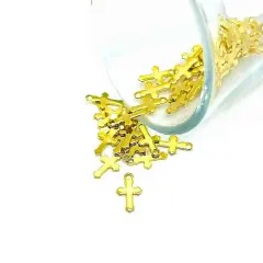Tiny Gold 304 Stainless Steel Cross Charms, 12x7mm