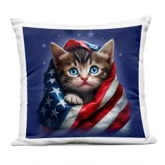 Stupell Industries Patriotic Kitten Flag Outdoor Pillow, 18 x 7 x 18