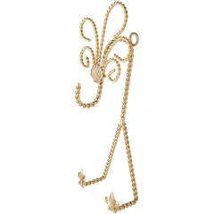 Bard's Twisted Gold-toned Wall Mountable Cup and Saucer Hanger, Shell and Fleur de Lis, 9.75" H x 4" W x 3" D