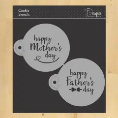 Happy Mother's and Father's Day Cookie Stencil | C1057 by Designer Stencils | Cookie Decorating Tools | Baking Stencils for Royal Icing, Airbrush, Dusting Powder | Reusable Plastic Food Grade Stencil for Cookies | Easy to Use & Clean Cookie Stencil