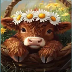 Highland Cow Paint by Numbers Kit for Adults, Flowers Adults' Paint-by-Number Kits, DIY Acrylic Watercolor Painting by Numbers Kits on Canvas Without Frame for Home Wall Decor 16X20 Inch