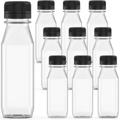 10 Pcs 8 oz Plastic Juice Bottle Reusable Transparent Bulk Beverage Containers