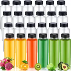 24 Pcs 12 Oz Plastic Juice Bottles with Caps