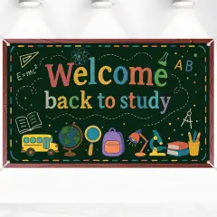 71x43in Welcome Back to Study Banner with Wire Photo Props