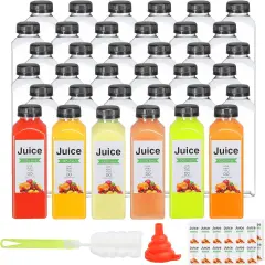 36pcs 16oz Plastic bottles with lids, juice bottles with caps