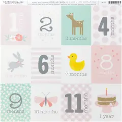 American Crafts Holiday/Event Single-Sided Cardstock 12"X12"-Months Baby Girl