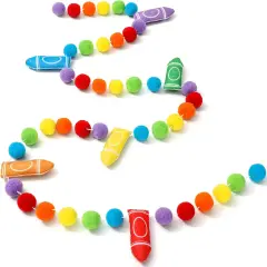 Back to School Felt Banner Colorful Pompom Ball Garland