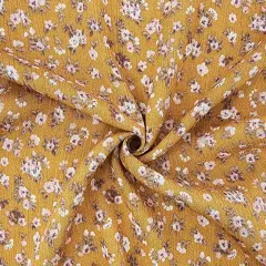 1 Yard Mustard Gold Rayon Crinkle Fabric For Dresses Blouses Skirts Lightweight Apparel 50/52" Width
