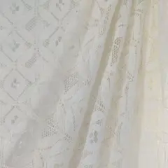 1 Yard Elegant Off-White Lace Fabric, 57/58" Wide, Cotton-Poly Blend for Apparel & Crafts