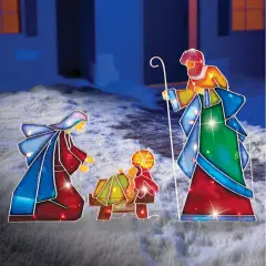 Collections Etc Lighted Outdoor Mosaic Nativity Scene - 3pc