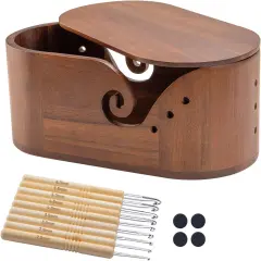 Oval Wooden Yarn Bowl for Crocheting