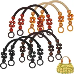 8 PCS Wooden Beaded Purse Handles for Crochet Bag