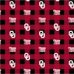 Licensed NCAA University of Oklahoma Buffalo Plaid Fleece OU1190 Fabric by the Yard