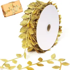 Gold Leaves Ribbon - 20 Yards