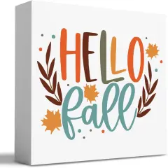 Fall Wooden Box Sign Tabletop Decor - 5.1 X 5.1 Inch