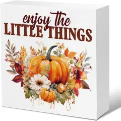 Pumpkin Wood Plaque Block Sign Fall Decor