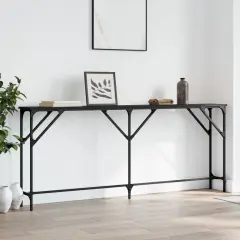 vidaXL Console Table Black 70.9"x9.1"x29.5" Engineered Wood