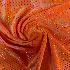 1 Yard Glued Hologram Sequin Stretch Velvet Fabric 60 Inches Width Orange Silver