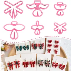 Bow Clay Cutters, Christmas Polymer Clay Cutters, 6 Shapes Ribbon Clay Cutter