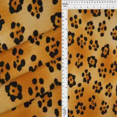 1 Yard 8X3 Yummy Rib Animal Leopard Print Stretch Knit Fabric 58/60 Inches Wide KHAKI/BLK