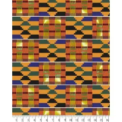African Kente with Metallic Gold Cotton Fabric | By the Yard | Sewing and Crafting | 44 inches wide