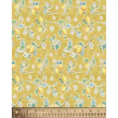 Mediterranean Lemons Cotton Fabric | By the Yard | Sewing and Crafting | 44 inches wide