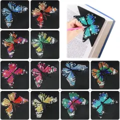 12 Pcs Diamond Painting Corner Bookmark Kits(Butterfly)