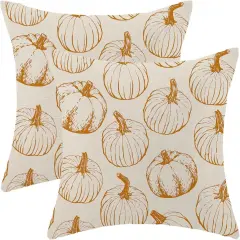 Set of 2 Fall Pillow Covers 18x18(Burnt Orange Pumpkin)