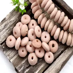 13~15mm Dusty Pink Recycled African Glass Heishi Beads