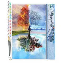 Figured'Art Paint by Numbers for Adults 4 Seasons Tree 16"x20" - Craft Art Painting DIY Kit Rolled Canvas without frame