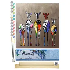 Figured'Art Paint by Numbers for Adults Zebras Back 16"x20" - Craft Art Painting Rolled Canvas with DIY wooden frame