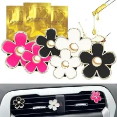 6Pcs Daisy Car Air Vent Clips Cute Flower Outlet Decorations Black,white,rose red