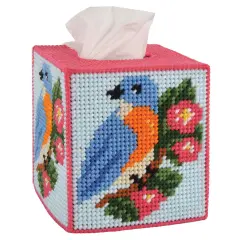 HerrschnersMorning Bluebird Tissue Box Plastic Canvas Kit Multi