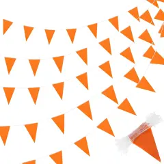 200 Feet Solid Pennant Banners Flags String Triangle Hanging (Orange)
