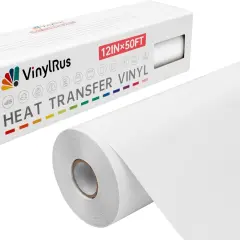 Heat Transfer Vinyl-12&rdquo; x 50ft White Iron on Vinyl Roll for Shirts