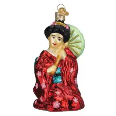 Old World Christmas 5.0 Inch Geisha Christmas Tree Ornament , Christmas Decor Traditional Japanese Culture Red