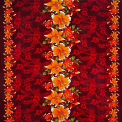 1 Yard Triple Lily Tropical Floral Rayon Fabric 36" L x 45" W Lightweight Rust/Orange
