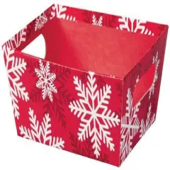 Pack/6: Red & White Snowflakes Baskety Tray - 9 x 7 x 3-1/2"