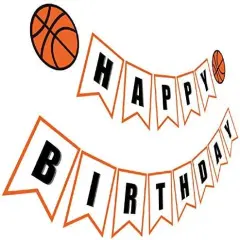 Basketball Birthday Banner | Basketball Theme Happy Bday Bunting Sign, Basketball Party Decoration