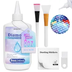 8OZ Diamond Painting Sealer, Diamond Painting Tools Adhesive with Applicator, 5D Diamond Painting Glue Sealer Permanent Hold, Shine Effect Conserver for Jigsaw Puzzles（240ML）