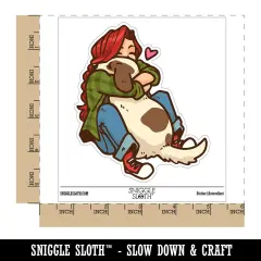 Water Bottle Sticker Set Girl Hugging Pet Dog Love Cute Waterproof Vinyl Stickers Pack Decal, Skateboard, Laptop, Car, Window, Bumper - 5 Pack
