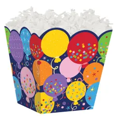 Pack/6: Balloons & Confetti Sweet Treat Boxes - 4 x 4 x 4-1/2"